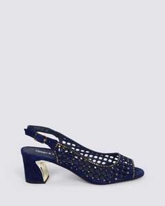 Django And Juliette: JACKEY SLINGBACK HEELS NAVY GOLD