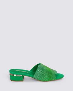 Django And Juliette: TONDA HEELED MULES GREEN MULTI