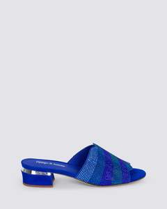 Django And Juliette: TONDA HEELED MULES BLUE MULTI