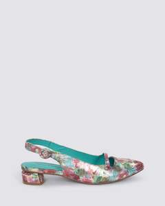 Django And Juliette: FRANNEY SLINGBACK FLATS AQUA/RED