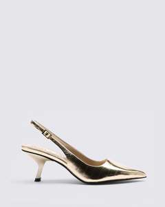 Hael And Jax: PETITE SLINGBACK HEELS GOLD