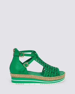 ACCRA WEDGE SANDALS BRIGHT EMERALD