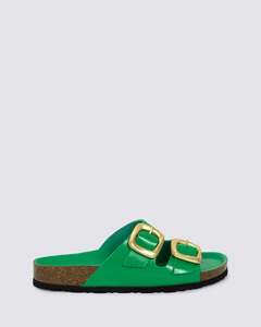 Womens Slides: GRANADA SANDALS GREEN