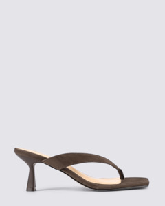 SARDINIA THONG HEELS CHOCOLATE BROWN SUEDE