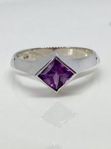 Coloured Stone Rings: Square Amethyst Ring - Andrea Spicer