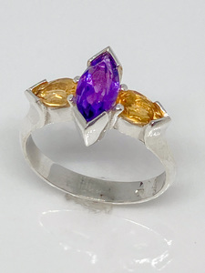Coloured Stone Rings: Amethyst & Citrine Ring - Andrea Spicer