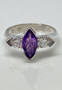 Coloured Stone Rings: Amethyst & CZ Ring - Andrea Spicer
