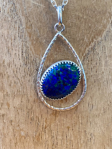 Silver Pendants: Azurite Malachite Pendant - Andrea Spicer