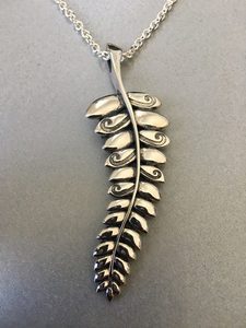 Large Silver Fern Pendant - Andrea Spicer