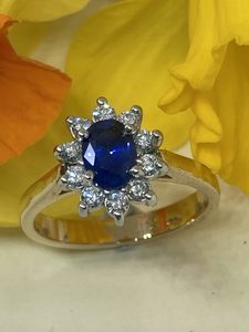 Coloured Stone Rings: Ceylonese Sapphire Cluster - Andrea Spicer