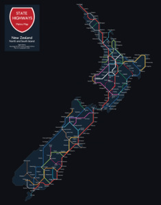 Products: New Zealand State Highways Night Print