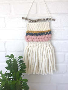 Mini Wall Hangings: Mini Wall Hanging - Mustard/Grey/Pink