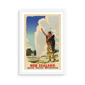 A fab souvenir of your NZ adventure ... South Pacific Wonderland Tourist Print (A4)
