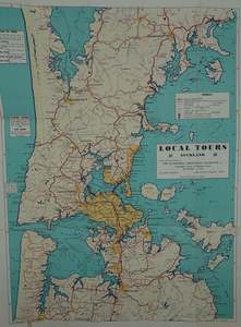 Maps Curiosities: Beautiful large vintage AA Auckland Local Tours map from 1958