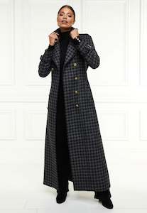 Trench Coats: Chelsea Trench Coat Full Length - Charcoal Houndstooth
