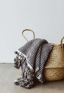 Milan Organic Bath Mat - Small Black & White Stripe