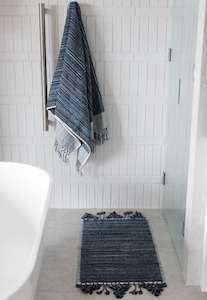 Paros Organic Bath Mat - Blue & Petrol