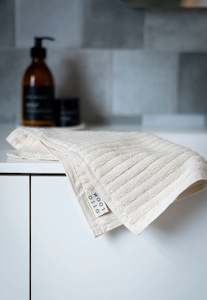 Aspen Organic Face Cloth - Ecru Stripe