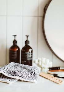 Milan Organic Face Cloth - Black Stripe