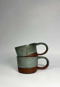 Saturday Ceramics: Espresso Mug With Handle - Green/Terracotta