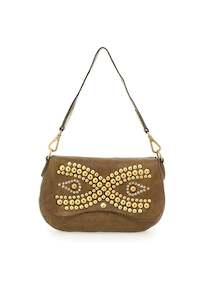 Campomaggi: Sphere Studded Shoulder Bag - Military