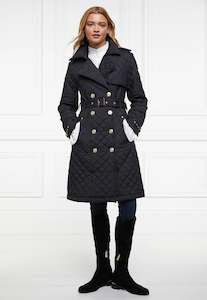Trench Coats: Enstone Quilted Trench Coat - Black Gold