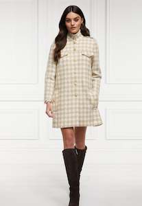 Highbury Cape Coat - Camel Houndstooth