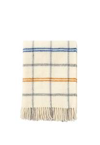 Cushions Linen: Tartan Lambswool Throw - White/Yellow/Blue