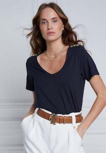 Back In Stock 1: Relaxed Fit V Neck Tee - Navy