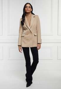 Blazers Coats: Double Breasted Blazer - Camel Twill