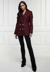 Double Breasted Blazer - Red Houndstooth