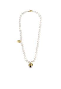 Silver Acorn Pearl Necklace