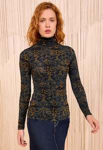 Aurelia Jersey Long Sleeve Turtleneck Top - Jasper