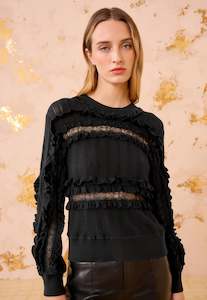 Demma Long Sleeve Knit Pullover - Noir