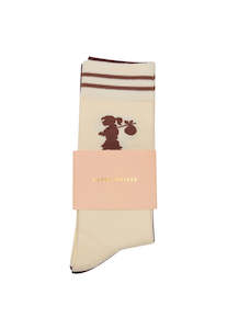 Socks: Runaway Girl Socks 2 Pack - Cream/Mahogany