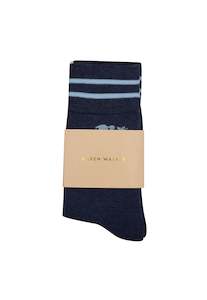 Socks: Runaway Girl Socks 2 Pack - White/Denim Blue