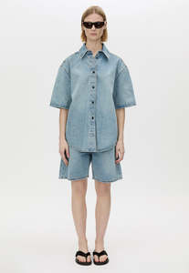 Shorts: Ezra Denim Short - Light Vintage Blue