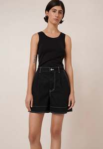 Shorts: Outline Shorts - Black Denim