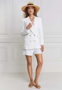 Double Breasted Blazer - Oyster Linen