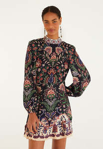 Farm Rio: Marvelous Garden Mini Dress - Black