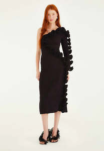 Farm Rio: One Shoulder Midi Dress - Black