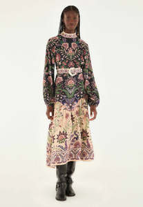 Marvelous Garden Midi Dress - Black