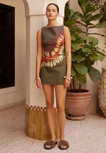 Marilyn Denim Mini Dress - Khaki