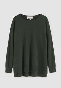 Aleger Cashmere: 375 Cashmere Blend Weekend Sweater - Kale