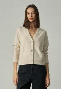 Aleger Cashmere: 145 Cashmere Seam Detail Cardi - Pearl Shell