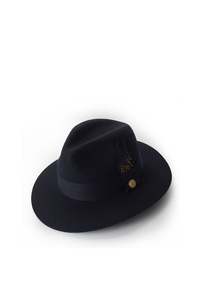 Trilby Hat Spot Feather - Ink Navy