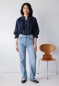 Mahsa: Jane Blouse - Navy Cotton Voile