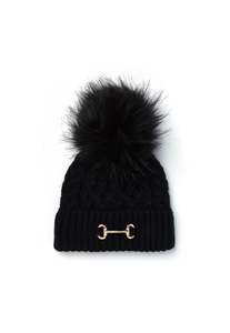 Holland Cooper: Horsebit Bobble Hat - Black