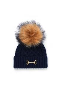 Holland Cooper: Horsebit Bobble Hat - Ink Navy