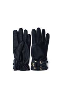 Holland Cooper: Monogram Leather Gloves - Ink Navy